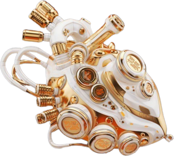 3d car engine in heart shape in white color