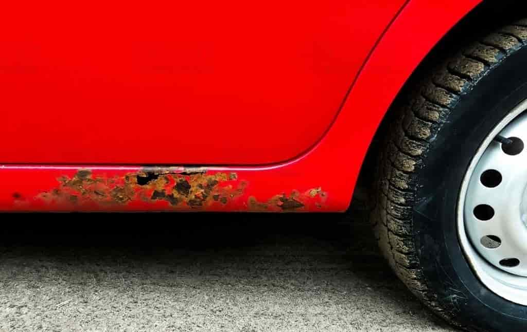 Rust on the body of the car